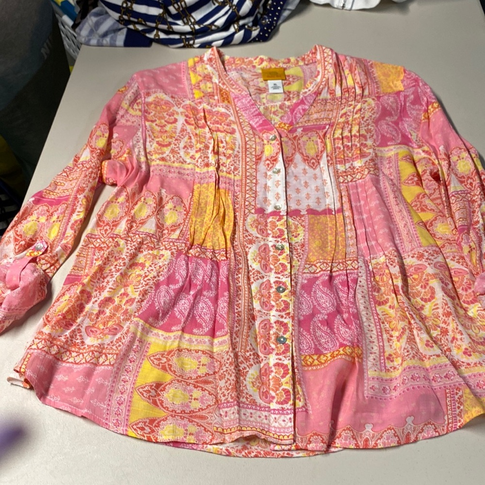 Pink and yellow Ruby rd top worn twice